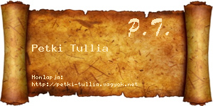 Petki Tullia névjegykártya